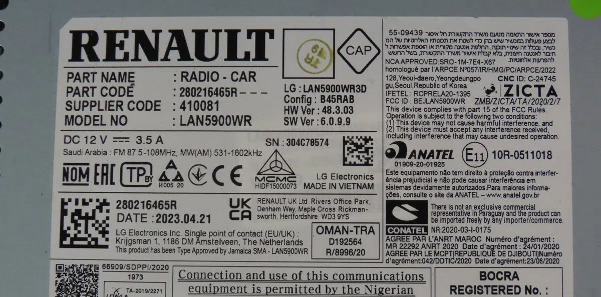 Afficheur digital Dacia JOGGER 1.0 tce 100 eco-g (rkmt) (2022) occasion