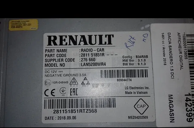Afficheur digital Dacia SANDERO II 1.5 dci 75 - blue dci 75 (b8jw, b8m4, b8ah, b8m7, b8m6) (2012) occasion