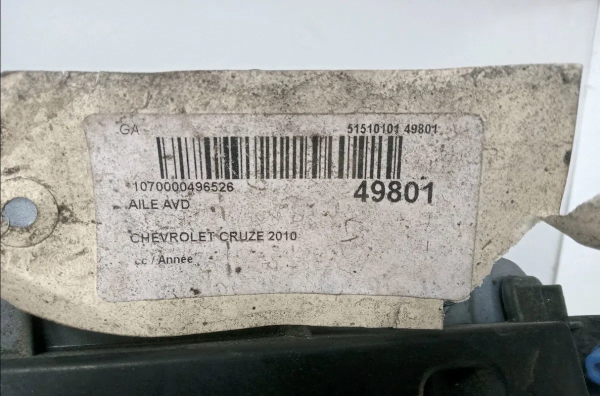 Aile avant droite Chevrolet CRUZE (J300) 1.8 (2009) occasion