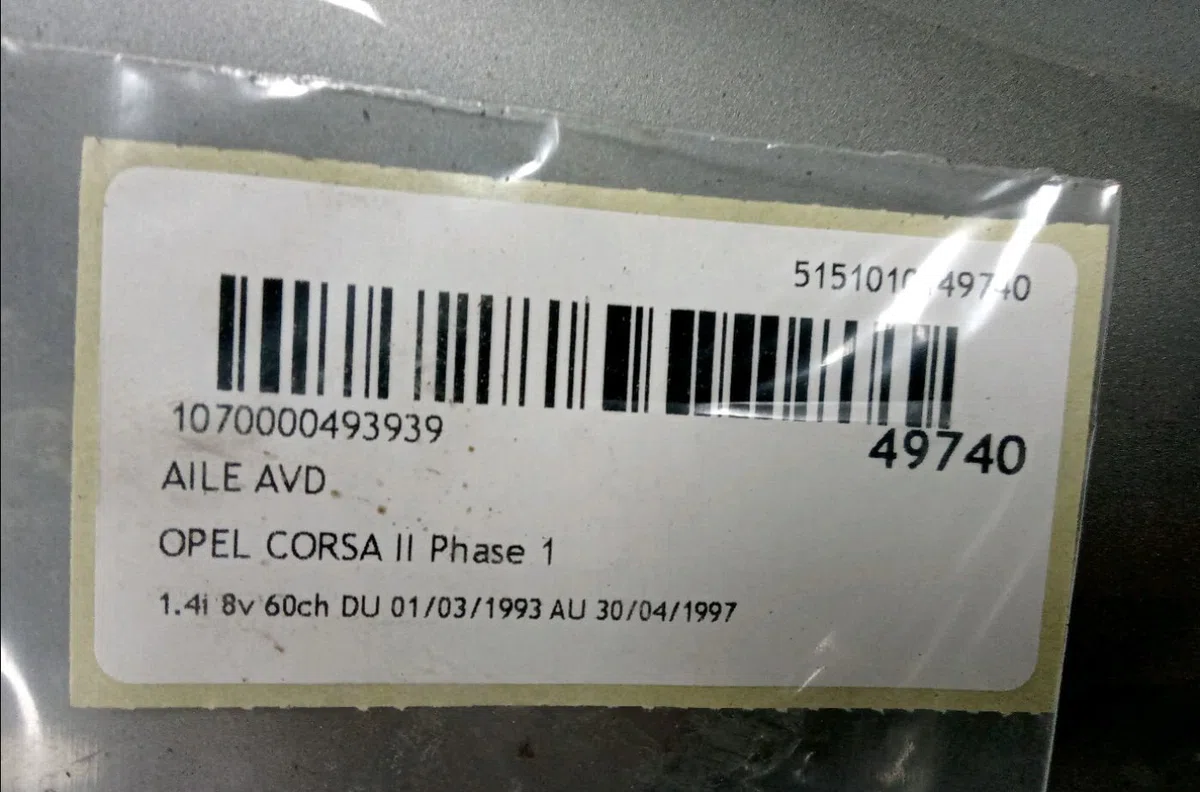 Aile avant droite Opel CORSA B (S93) 1.4 i (f08, f68, m68) (1993-2000) occasion
