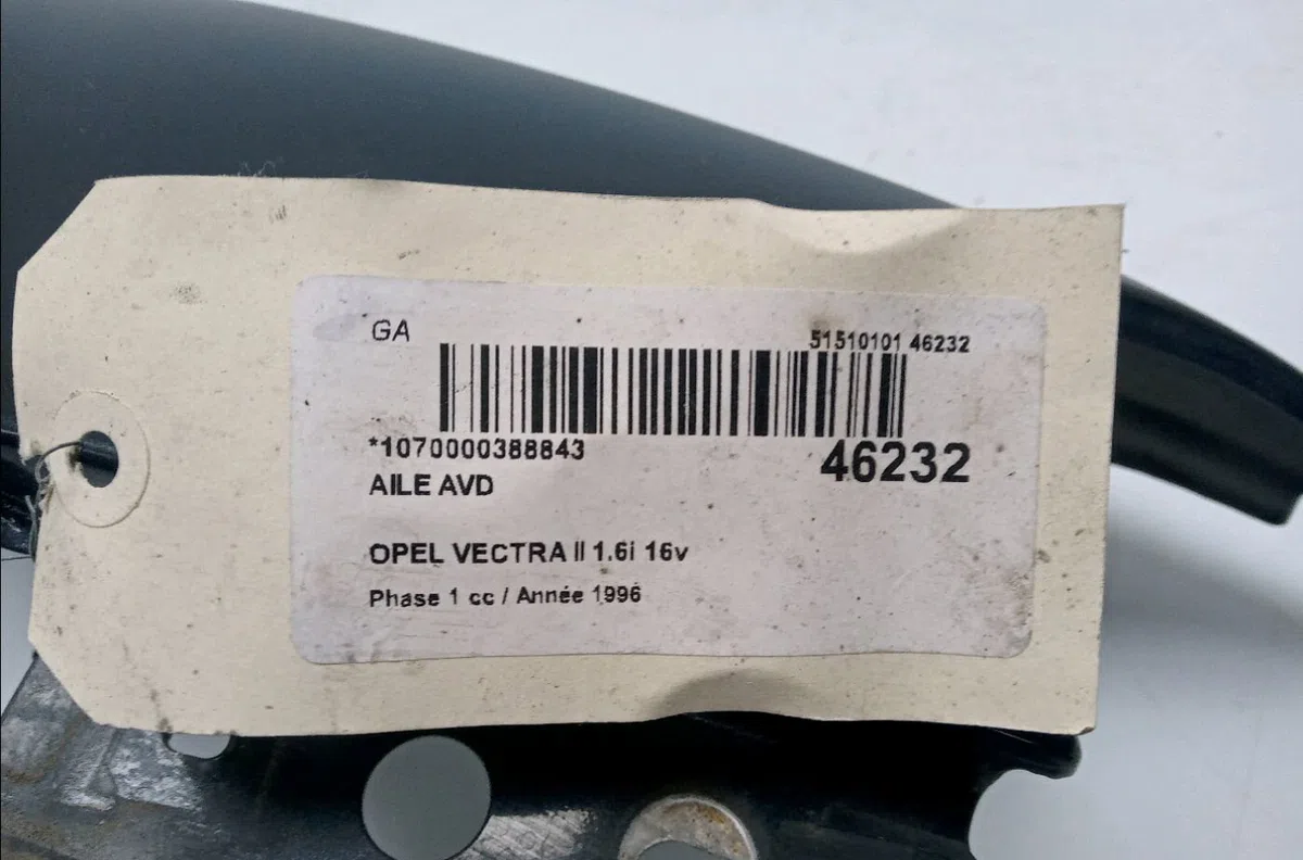 Aile avant droite Opel VECTRA B (J96) 1.6 i 16v (f19) (1995-2002) occasion