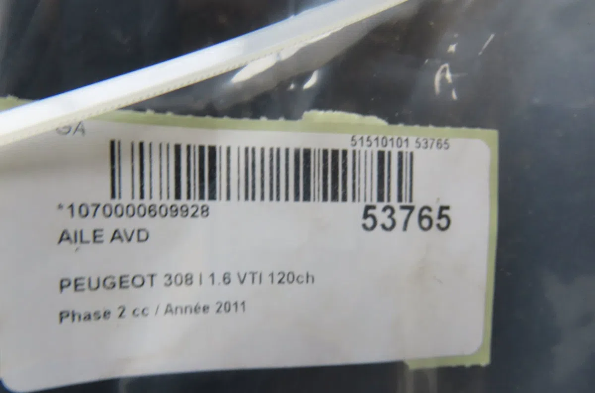 Aile avant droite Peugeot 308 SW I (4E_, 4H_) 1.6 16v (2007-2014) occasion