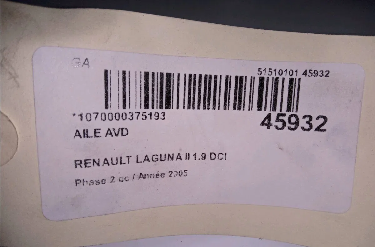 Aile avant droite Renault LAGUNA II Grandtour (KG0-1_) 1.9 dci (kg1a, kg1w, kg0g) (2005-2007) occasion