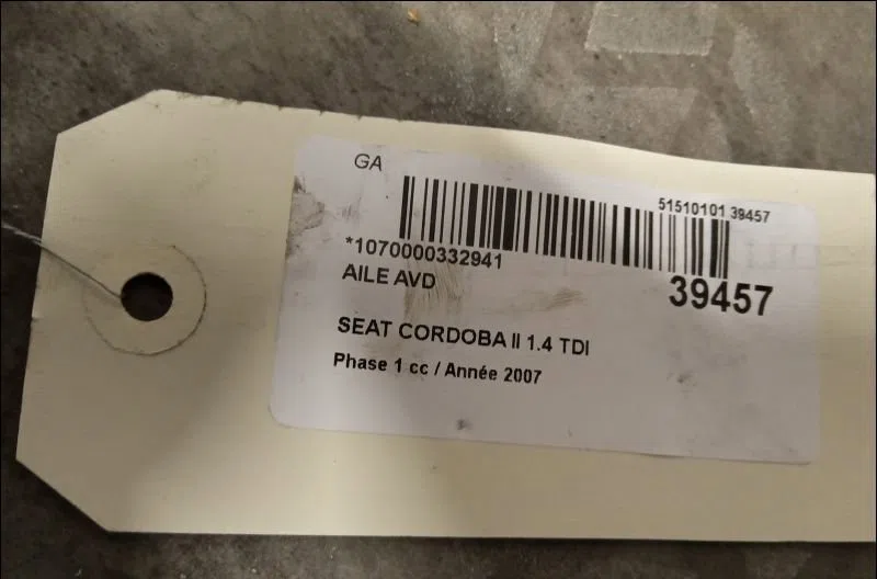 Aile avant droite Seat CORDOBA (6L2) 1.4 tdi (2002-2005) occasion
