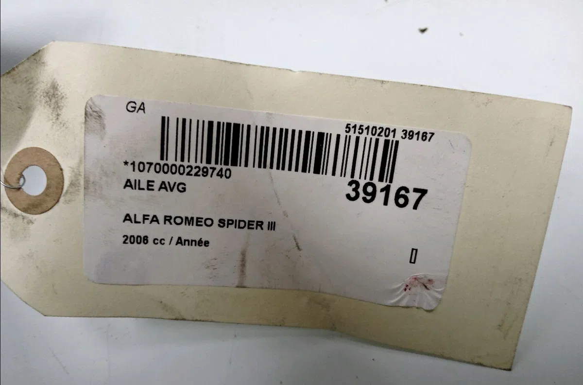Aile avant gauche Alfa romeo SPIDER (939_) 2.2 jts (939exb1b, 939exb11) (2006-2011) occasion