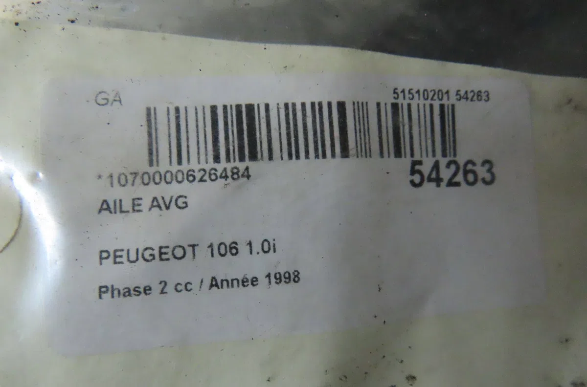 Aile avant gauche Peugeot 106 I (1A, 1C) 1.0 (1991-1996) occasion