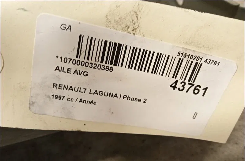 Aile avant gauche Renault LAGUNA I (B56_, 556_) 1.8 (b56s-t-0) (1995-2001) occasion