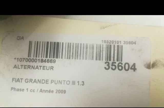 Alternateur FIAT GRANDE PUNTO III 2009 occasion
