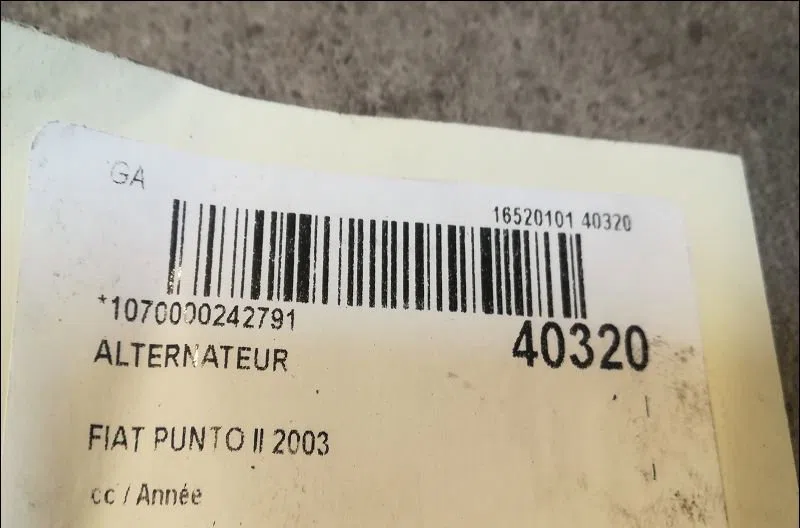 Alternateur Fiat PUNTO (188_) 1.2 16v 80 (188.233, .235, .253, .255, .333, .353, .639,... (1999-2006) occasion
