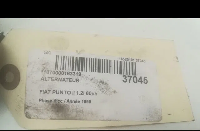 Alternateur Fiat PUNTO (188_) 1.2 60 (188.030, .050, .130, .150, .230, .250) (1999-2010) occasion