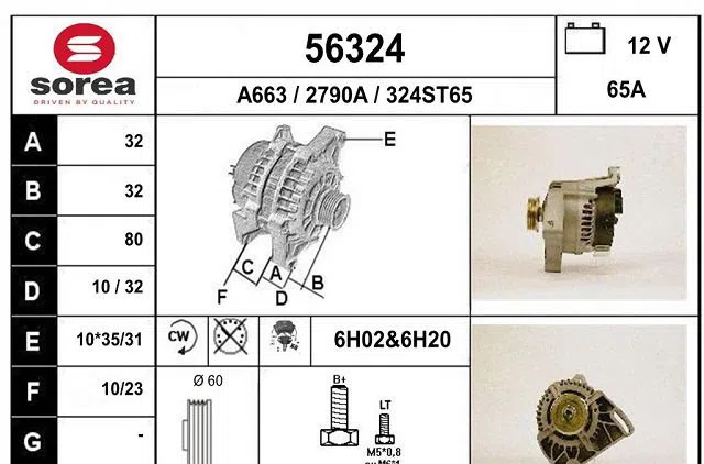 Alternateur Fiat PUNTO (188_) 1.2 60 (188.030, .050, .130, .150, .230, .250) (1999-2010) occasion