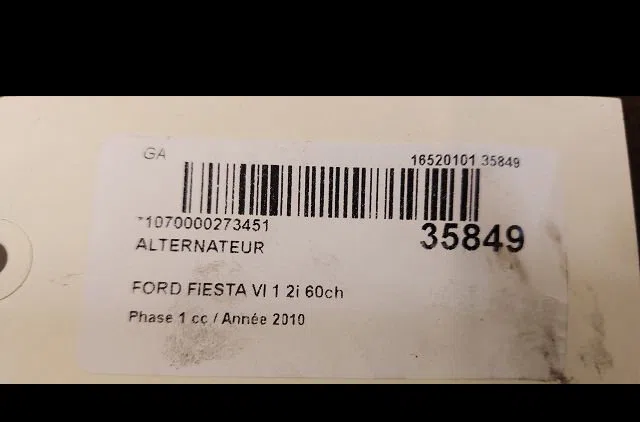 Alternateur FORD FIESTA VI 2010 occasion
