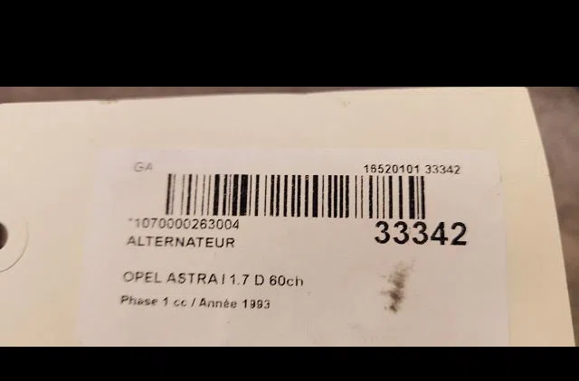 Alternateur Opel ASTRA F 3-5 portes (T92) 1.7 d (f08, m08, f68, m68) (1991-1992) occasion