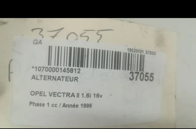 Alternateur Opel VECTRA B 3-5 portes (J96) 1.6 i 16v (f68) (1995-2002) occasion
