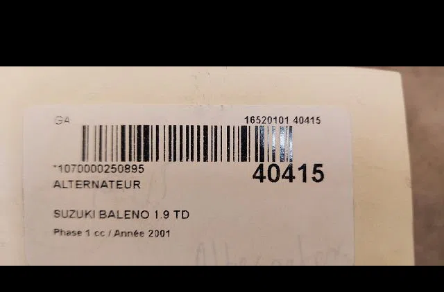 Alternateur SUZUKI BALENO 2001 occasion