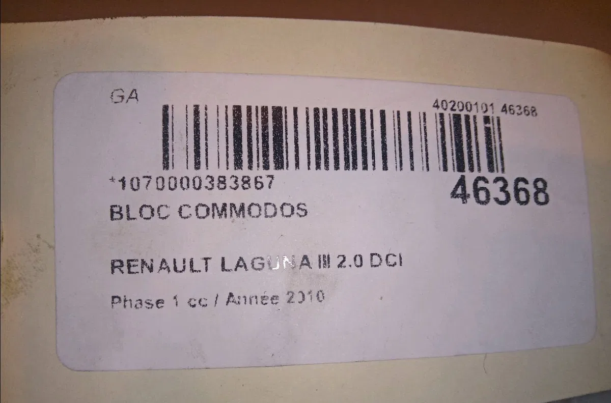 Bloc commodos Renault LAGUNA III (BT0-1) 2.0 dci (bt07, bt0j, bt14, bt1a, bt1s) (2007-2015) 5 portes occasion