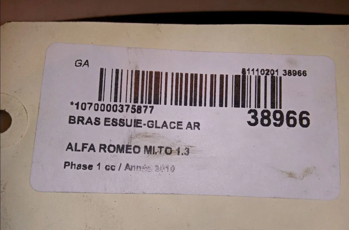 Bras essuie-glace arrière Alfa romeo MITO (955_) 1.3 multijet (955axp1a, 955ayc1a) (2009-2018) 3 portes occasion