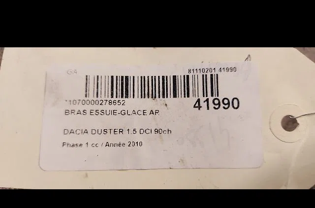 Bras essuie-glace arrière Dacia DUSTER (HS_) 1.5 dci (2010-2018) occasion
