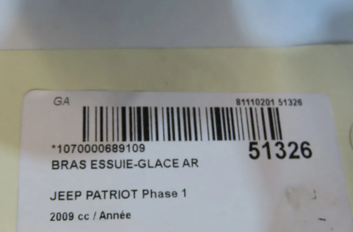 Bras essuie-glace arrière Jeep PATRIOT (MK74) 2.0 crd 4x4 (2007-2017) occasion