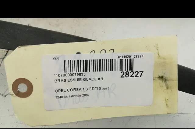 Bras essuie-glace arrière OPEL CORSA IV 2007 occasion
