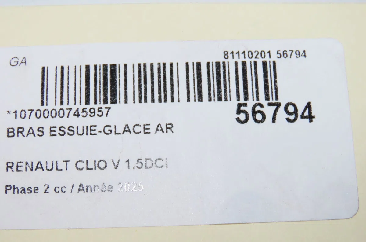 Bras essuie-glace arrière Renault CLIO V (B7_) 1.5 blue dci 100 (b7ad) (2021) occasion