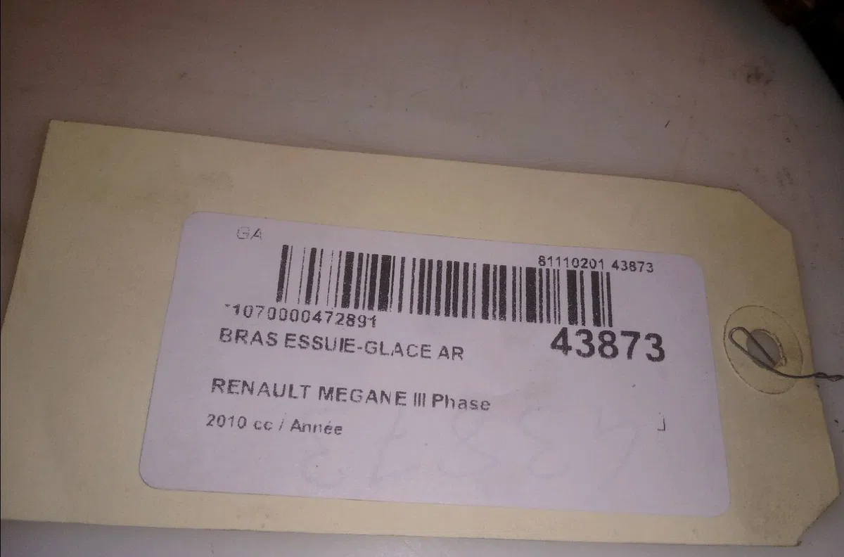 Bras essuie-glace arrière Renault MEGANE III 3-5 portes (BZ0-1_, B3_) 1.5 dci (2009) occasion