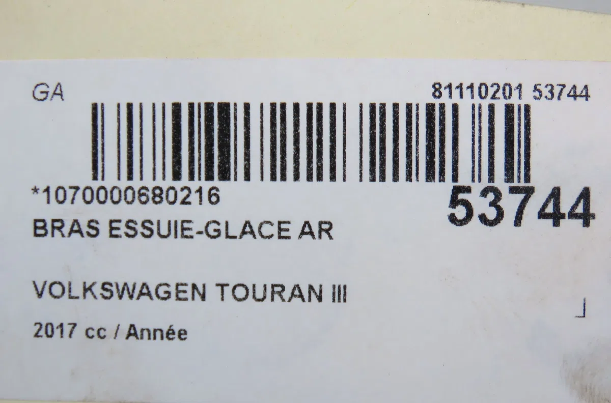 Bras essuie-glace arrière Volkswagen TOURAN (5T1) 2.0 tdi (2015) occasion