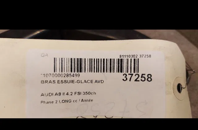 Bras essuie-glace avant droit Audi A8 D3 (4E2, 4E8) 4.2 fsi quattro (2006-2010) occasion