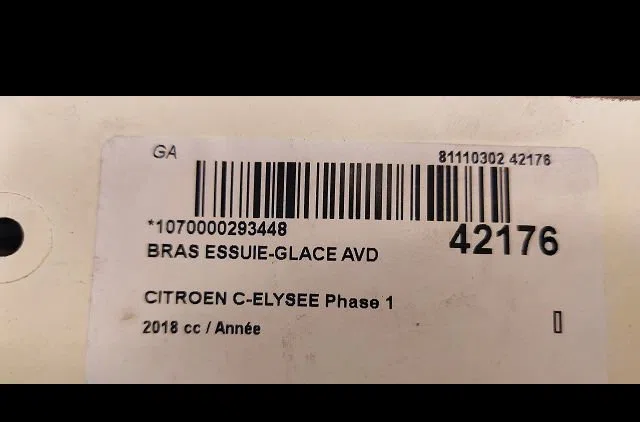 Bras essuie-glace avant droit Citroen C-ELYSEE (DD_) 1.2 vti 82 (2014) occasion