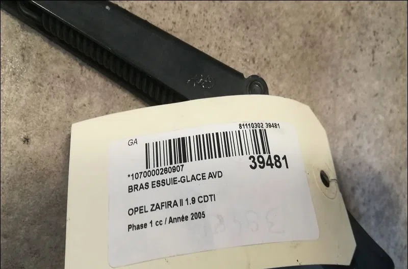 Bras essuie-glace avant droit Opel ZAFIRA - ZAFIRA FAMILY B (A05) 1.9 cdti (m75) (2005-2015) 5 portes occasion