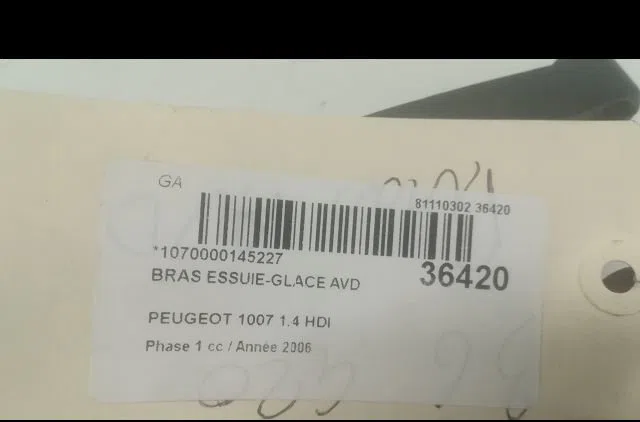 Bras essuie-glace avant droit Peugeot 1007 (KM_) 1.4 hdi (2005) occasion