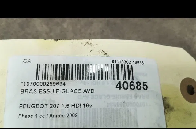 Bras essuie-glace avant droit Peugeot 207-207 (WA_, WC_) 1.6 hdi (2006-2013) 5 portes occasion