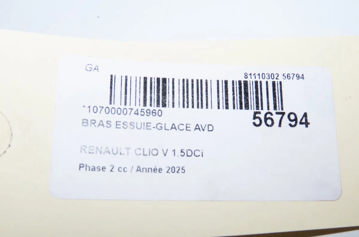 Bras essuie-glace avant droit Renault CLIO V (B7_) 1.5 blue dci 100 (b7ad) (2021) occasion