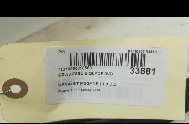 Bras essuie-glace avant droit Renault MEGANE II Break (KM0-1_) 1.9 dci (kmrg, km1g, km0g, km2c) (2003-2009) occasion