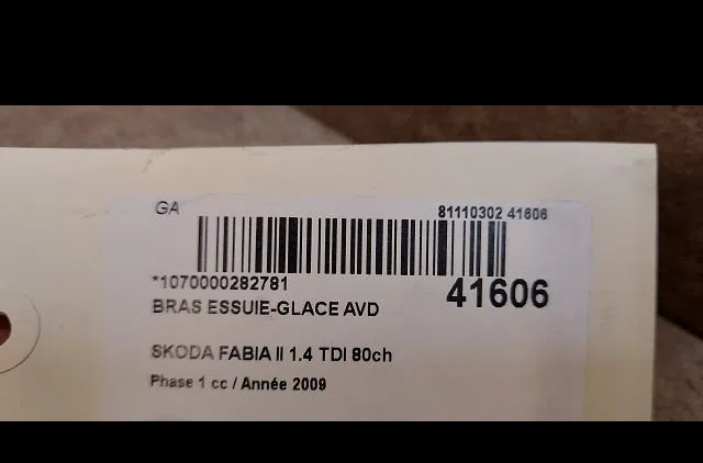 Bras essuie-glace avant droit Skoda FABIA II (542) 1.4 tdi (2007-2010) occasion