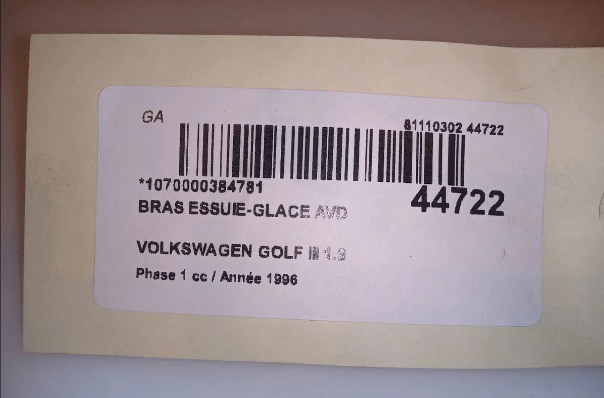 Bras essuie-glace avant droit Volkswagen GOLF III (1H1) 1.9 tdi (1993-1997) occasion