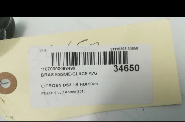 Bras essuie-glace avant gauche Citroen DS3 Décapotable 1.6 hdi 90 (2013-2015) occasion