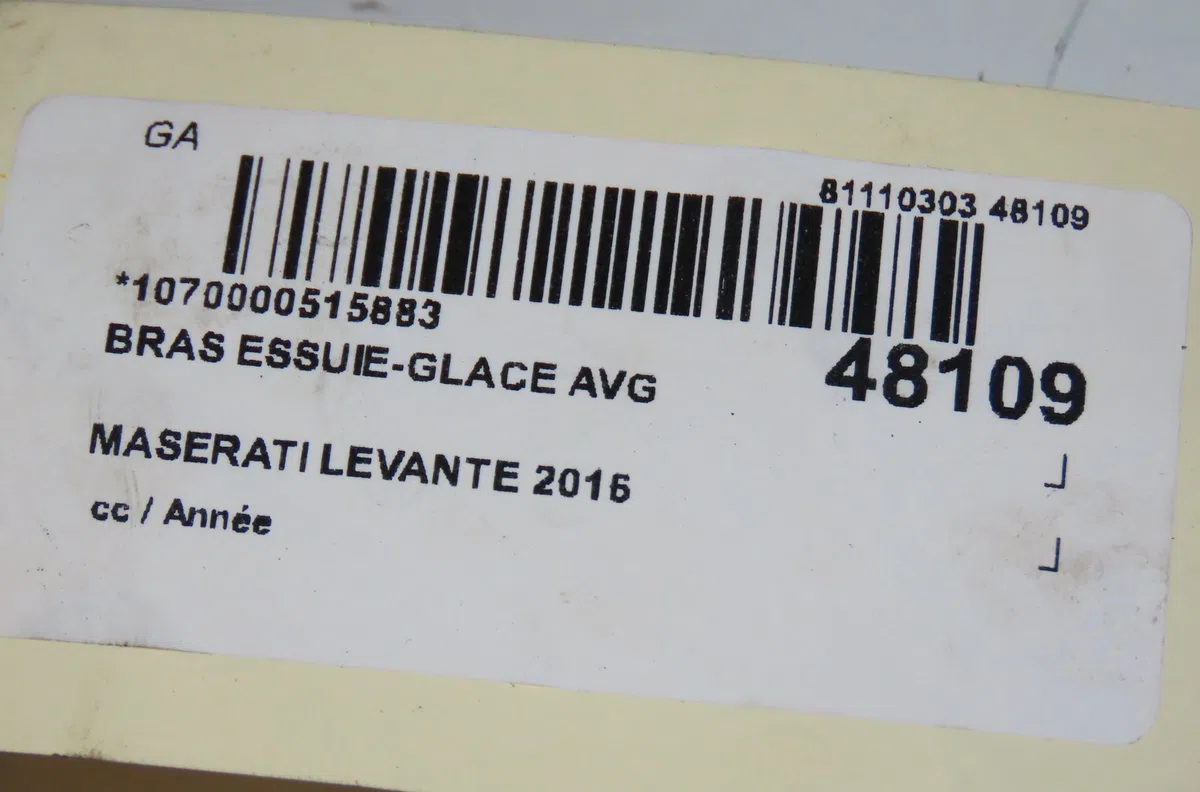 Bras essuie-glace avant gauche MASERATI LEVANTE 2016 occasion