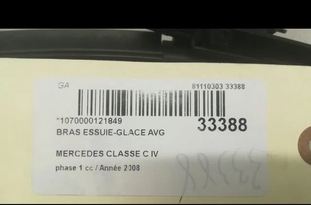 Bras essuie-glace avant gauche Mercedes-benz CLASSE C (W204) C 220 cdi (204.008) (2007-2008) 4 portes occasion
