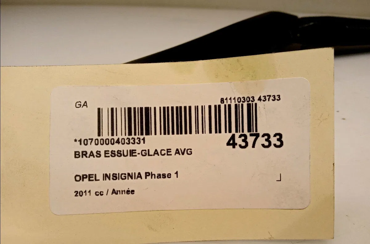 Bras essuie-glace avant gauche Opel INSIGNIA A (G09) 2.8 v6 turbo opc 4x4 (68) (2009-2017) occasion