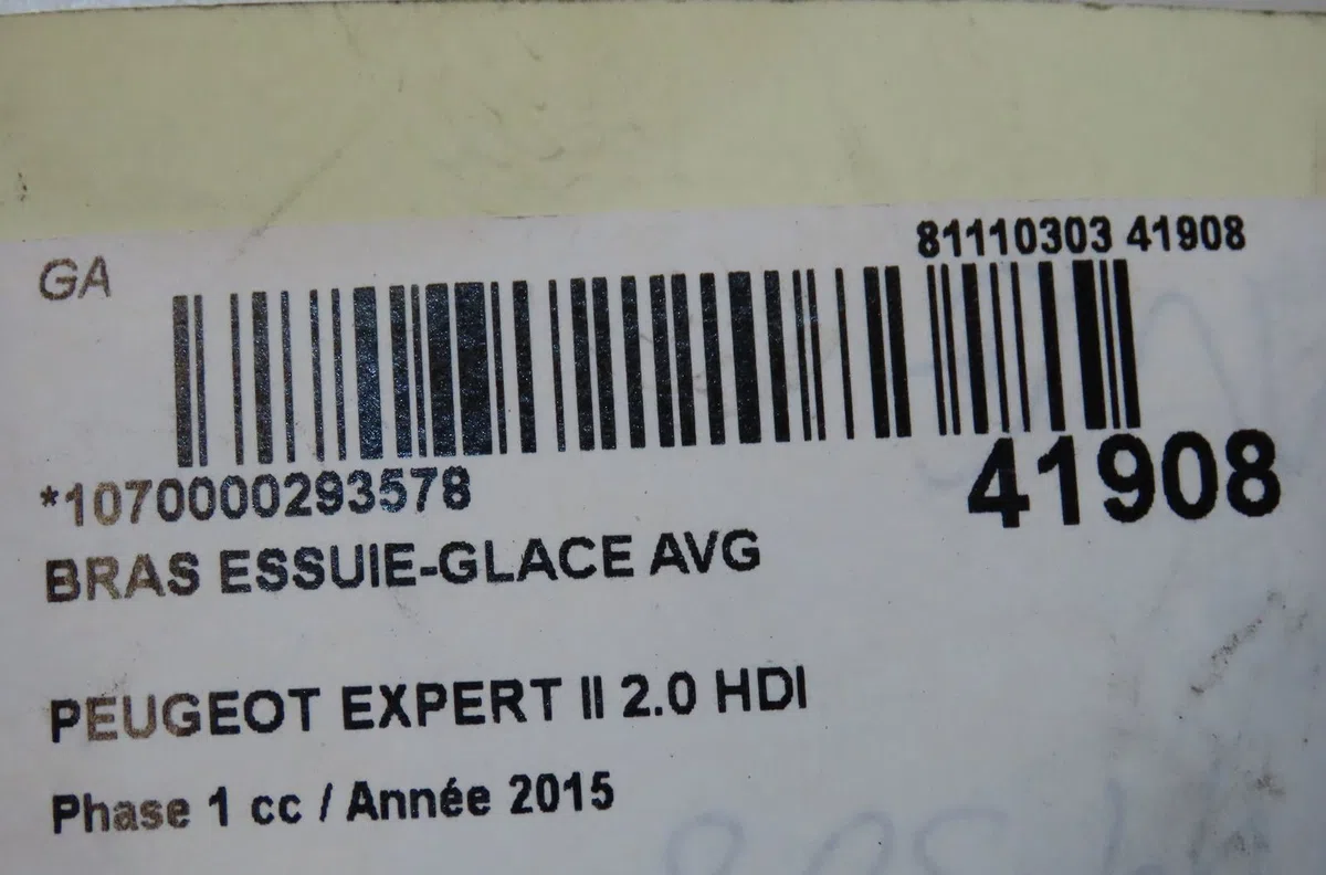 Bras essuie-glace avant gauche Peugeot EXPERT Camionnette (VF3A_, VF3U_, VF3X_) 2.0 hdi 130 (2011) occasion