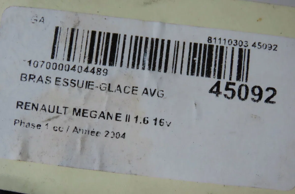 Bras essuie-glace avant gauche Renault MEGANE II (BM0-1_, CM0-1_) 1.6 16v (bm0c, cm0c) (2002-2008) occasion