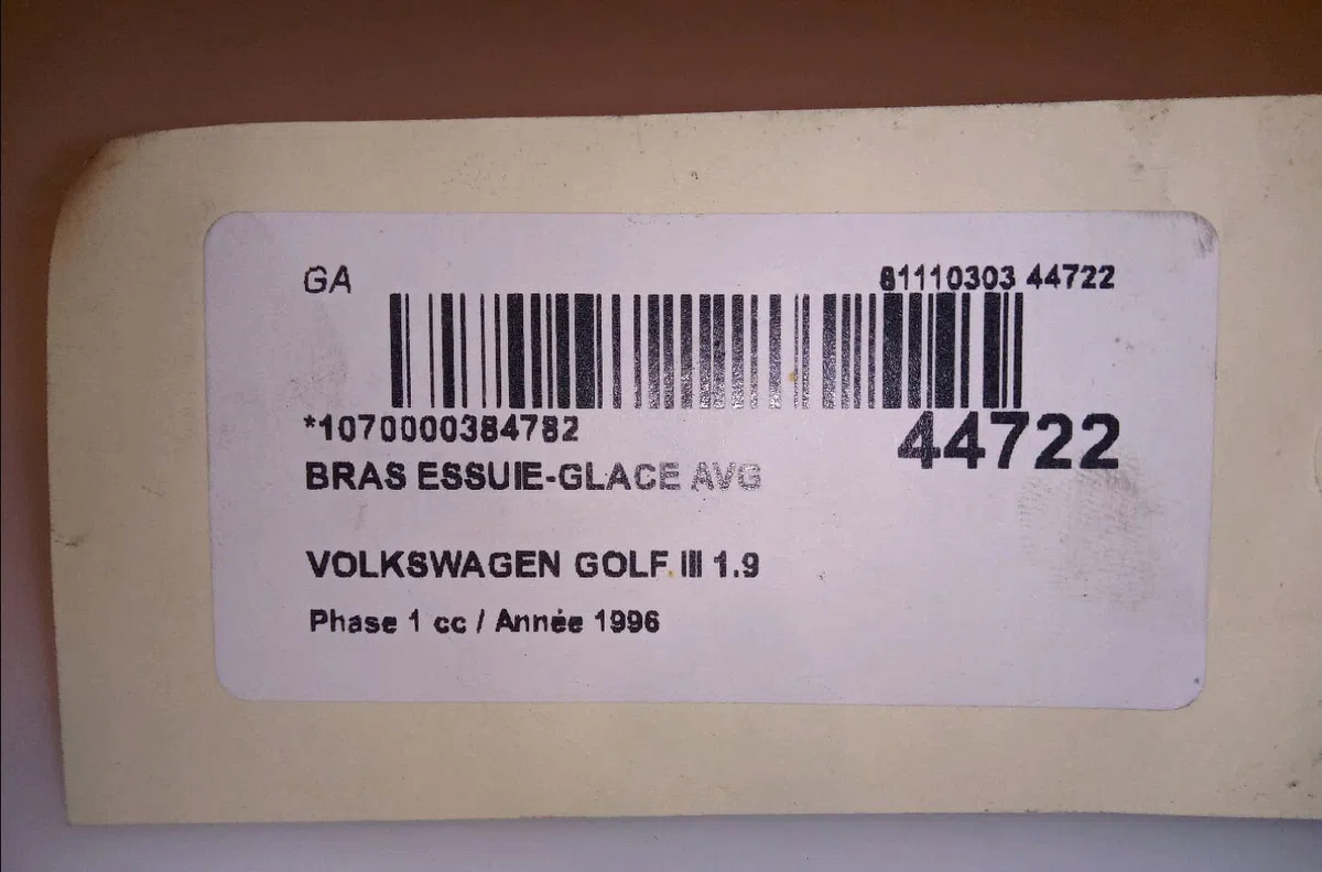 Bras essuie-glace avant gauche Volkswagen GOLF III (1H1) 1.9 tdi (1993-1997) occasion