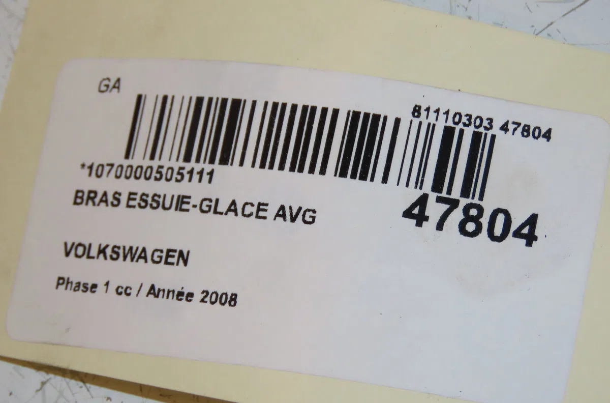 Bras essuie-glace avant gauche Volkswagen TRANSPORTER V Camionnette (7HA, 7HH, 7EA, 7EH) 1.9 tdi (2006-2009) occasion