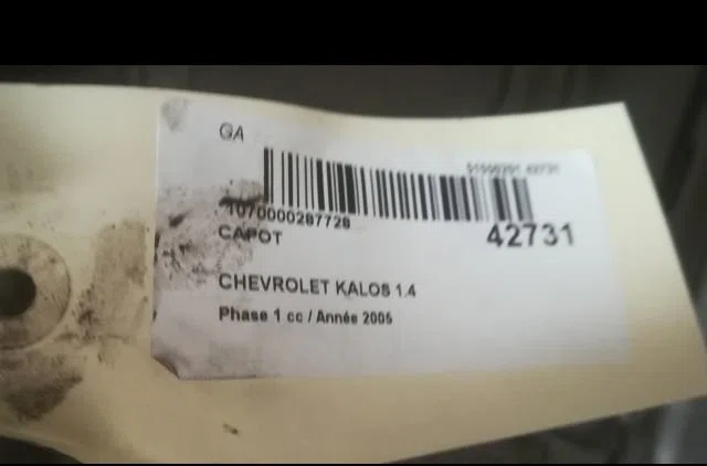 Capot Chevrolet AVEO - KALOS 3-5 portes (T200) 1.4 (2005-2008) occasion