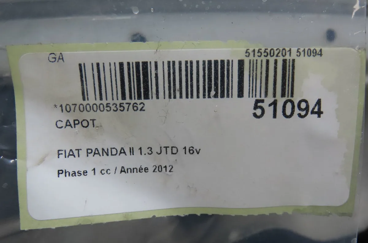 Capot Fiat PANDA (169_) 1.3 d multijet (169axg1a, 169axd1a) (2006-2013) occasion