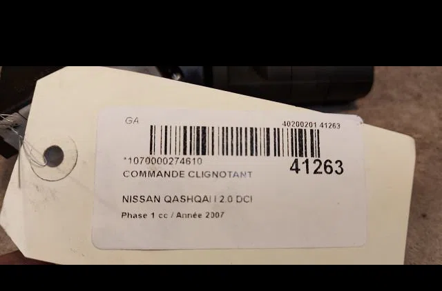 Commande clignotant Nissan QASHQAI - QASHQAI 2 I (J10, NJ10, JJ10E) 2.0 dci traction intégrale (2007-2013) 5 portes occa