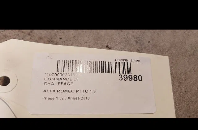 Commande de chauffage Alfa romeo MITO (955_) 1.3 multijet (955axp1a, 955ayc1a) (2009-2018) 3 portes occasion