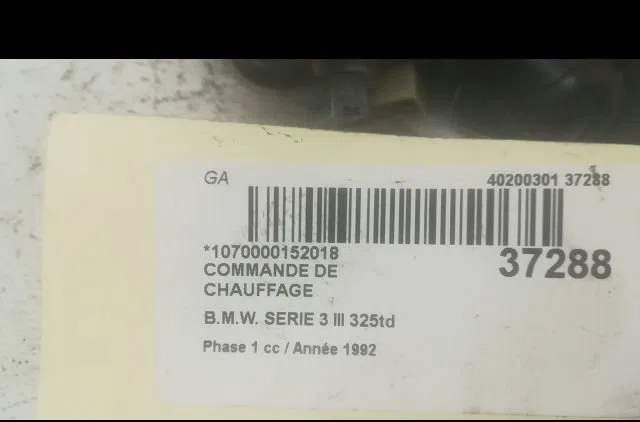 Commande de chauffage B.M.W. SERIE 3 III 1992 occasion