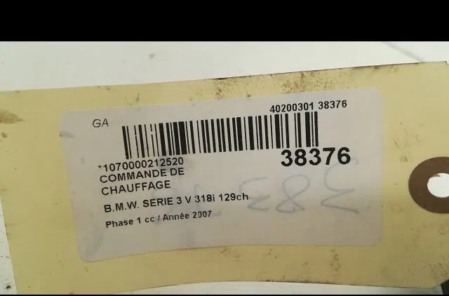 Commande de chauffage Bmw 3 (E90) 318 i (2005-2007) occasion
